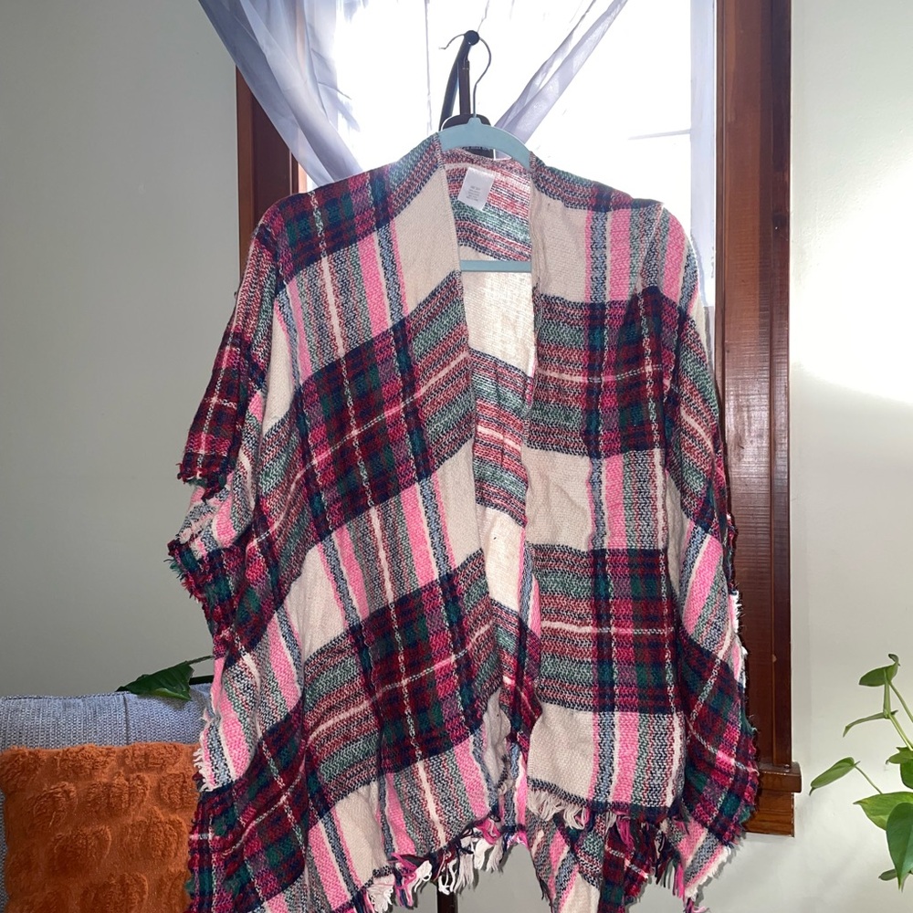Plaid Fringe Shawl